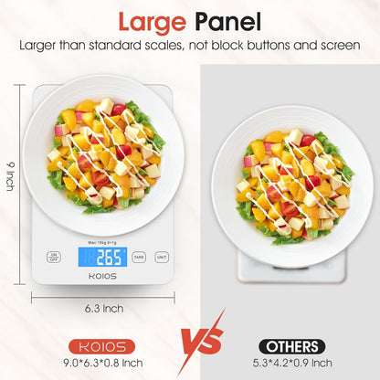 KOIOS 33lb Kitchen Scale 0.1oz Precision,Batteries & USB-C Charging(White)