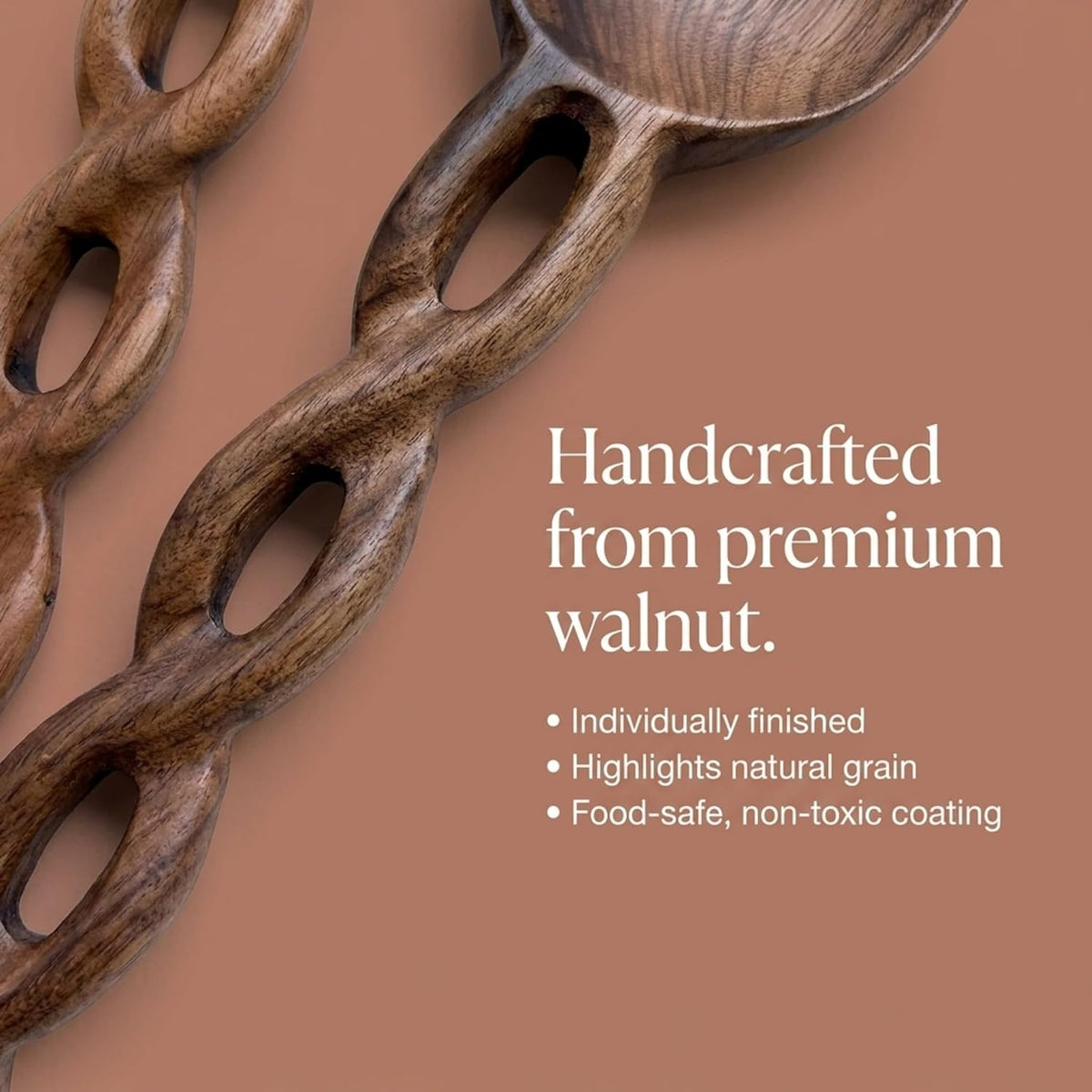 Salt & York 13-Inch Walnut Wood Salad Tongs, Handcrafted Wooden Serving Utensils for Tossing Salad, Pasta, Side Dishes & Entertaining, Farmhouse Kitchen & Cookware, Ideal Wedding and Housewarming Gift