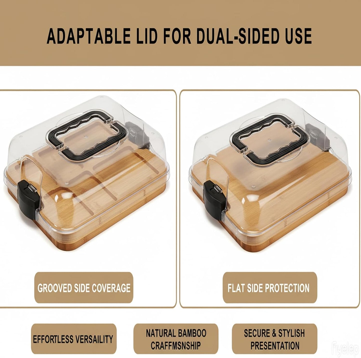 Charcuterie Board Set with Clear Snap-on Lid & Compartments, Portable Bamboo Serving Tray for Travel, Picnics & Entertaining - Ideal for Food Presentation & Housewarming Gifts