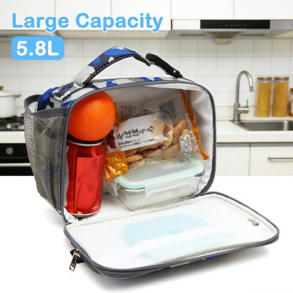 FlowFly Kids Lunch box Insulated Soft Bag Mini Cooler Back to School Thermal Meal Tote Kit for Girls, Boys, Astronaut - Colors A