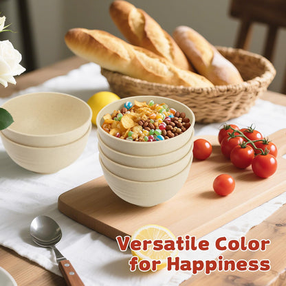 Wrova Wheat Straw Bowls for Kitchen set of 6,Anti-Scald Thick Soup Bowls 40oz,Microwave and Dishwasher Safe Bowl Sets, Unbreakable Cereal Bowl Sets. Vibrant Series