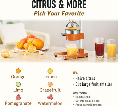 TONGCHANT Cast Iron Manual Juicer for Orange Lemon Citrus Fruit & Lime