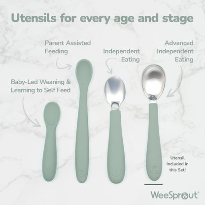Kids Stainless Steel Utensils Set - Premium 18/8 Grade Silverware Kit - 2 Spoons, 2 Forks, and 2 Knives for Ages 4-7 - Silicone Easy-Grip Handles - Children Flatware Cutlery (Matte - Pink, Off White)