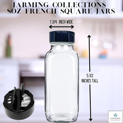 JARMING COLLECTIONS 16oz Glass Spice Shakers with Lids – Large Seasoning Containers with Shaker Tops for Kitchen, Pantry & Herb Storage