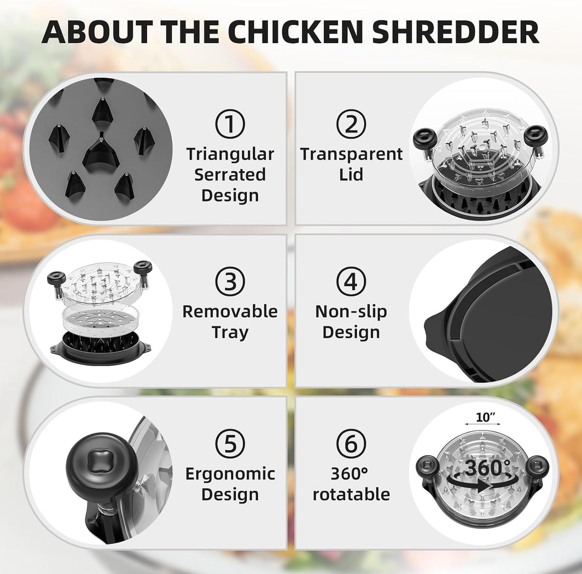 TQRR 10'' Pro Chicken Shredder Tool Twist Large, Meat Grinder for Kitchen