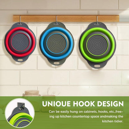 Collapsible Colander Set, 3 Pack Silicone Strainers for Kitchen-BPA Free Space Saving Design Dishwasher Safe Over Home Draining, Pasta Food Vegetables and Fruits