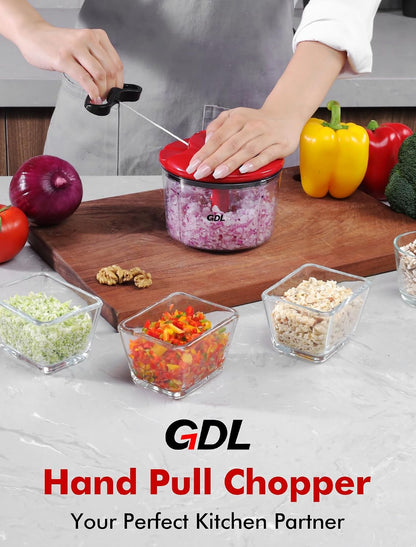 GDL Food Chopper, Vegetable Chopper, Pull String Onion Chopper Dicer, 800ML