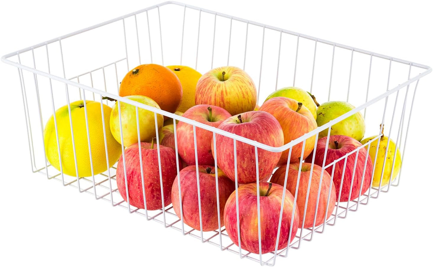 16" L x 12" W Wider Freezer Storage Organizer Baskets Container, Deep Metal Wire Chest Upright Refrigerator Divider Bins with Built-in Handles for Cabinet, Pantry, Closet, Kitchen