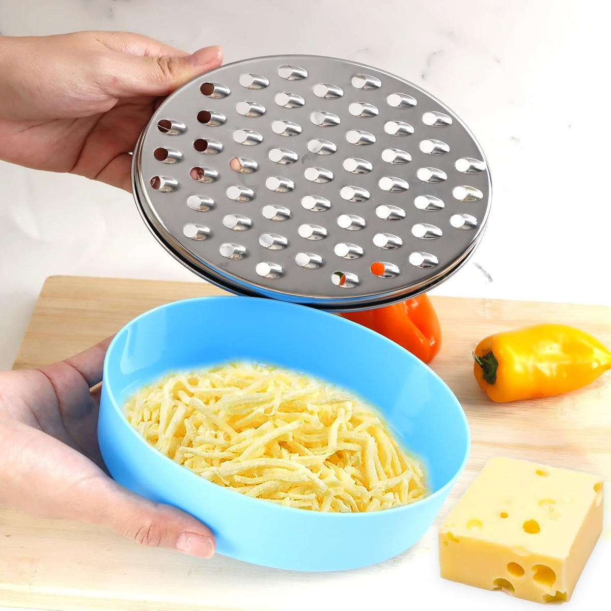 Cheese Grater Citrus Lemon Zester with Food Storage Container & Lid - Perfect For Hard Parmesan Or Soft Cheddar Cheeses, Ginger, Vegetables, Butter, Chocolate & Nutmeg (White)