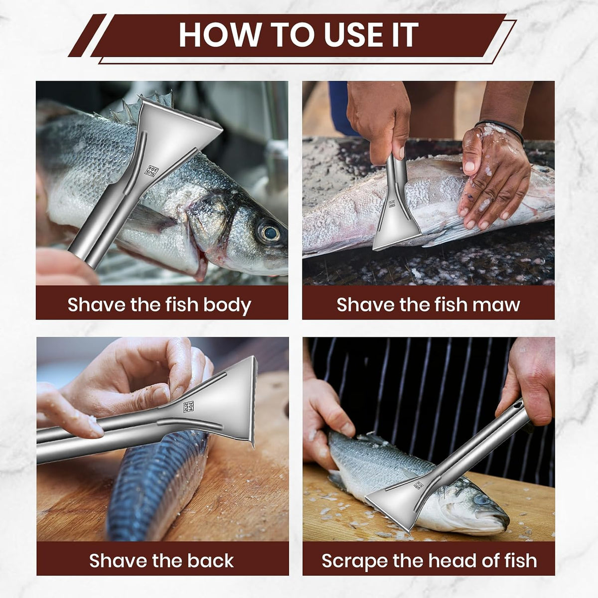 Sharp Stainless Steel Fish Scaler, 2025 NEW 304 Stainless Steel Fish Scaler Remover, Sawtooth Fish Descaler Tool for Family Kitchen, Seafood Markets