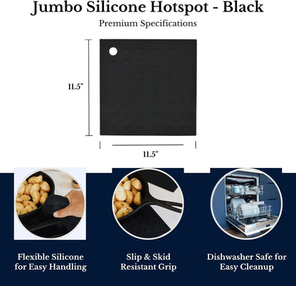 Lamson Silicone Pot Holder, 7x7 in Heat Resistant Trivet, Black