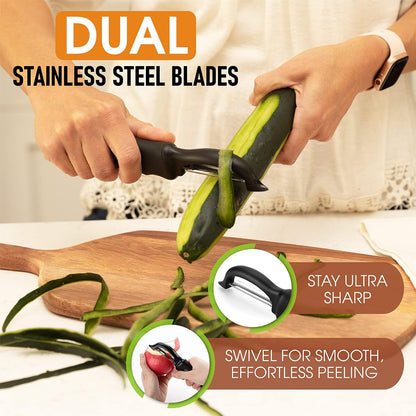 Spring Chef Premium Swivel Vegetable Peeler, Soft Grip Handle and Ultra Sharp Stainless Steel Blades - Perfect Kitchen Peeler For Veggie, Fruit, Potato, Carrot, Apple - Mango