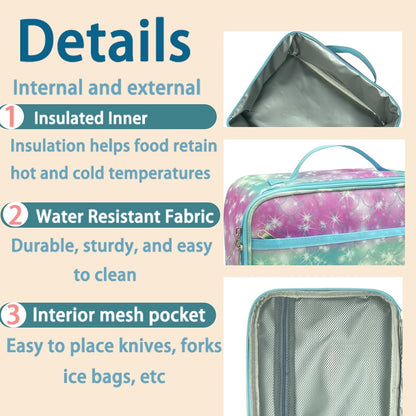 Kulle Space Lunch Box for Kids, Insulated Lunch Bag for Boys, Large Capacity Thermal Tote for School, Office, Daycare - Rocket Design, Washable & Leakproof