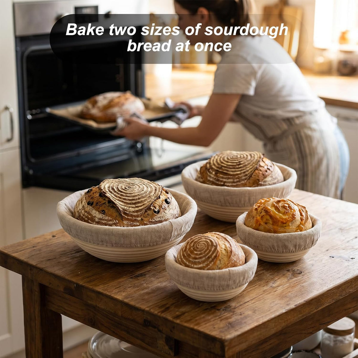 9" Round Banneton Bread Proofing Basket, Family Kit Sourdough Basket
