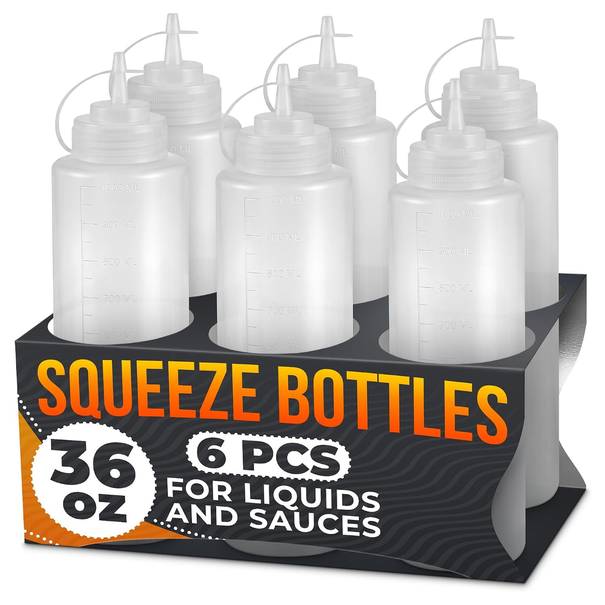 BURIUS Inverted Condiment Squeeze Bottles 16 oz for Sauces, Honey