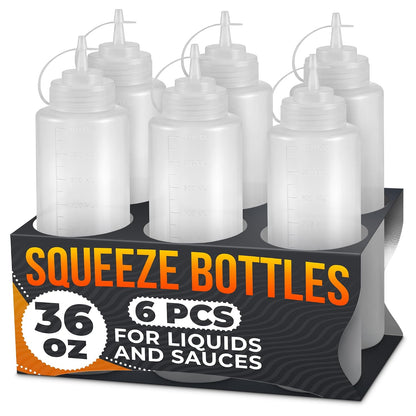 BURIUS Inverted Condiment Squeeze Bottles 16 oz for Sauces, Honey