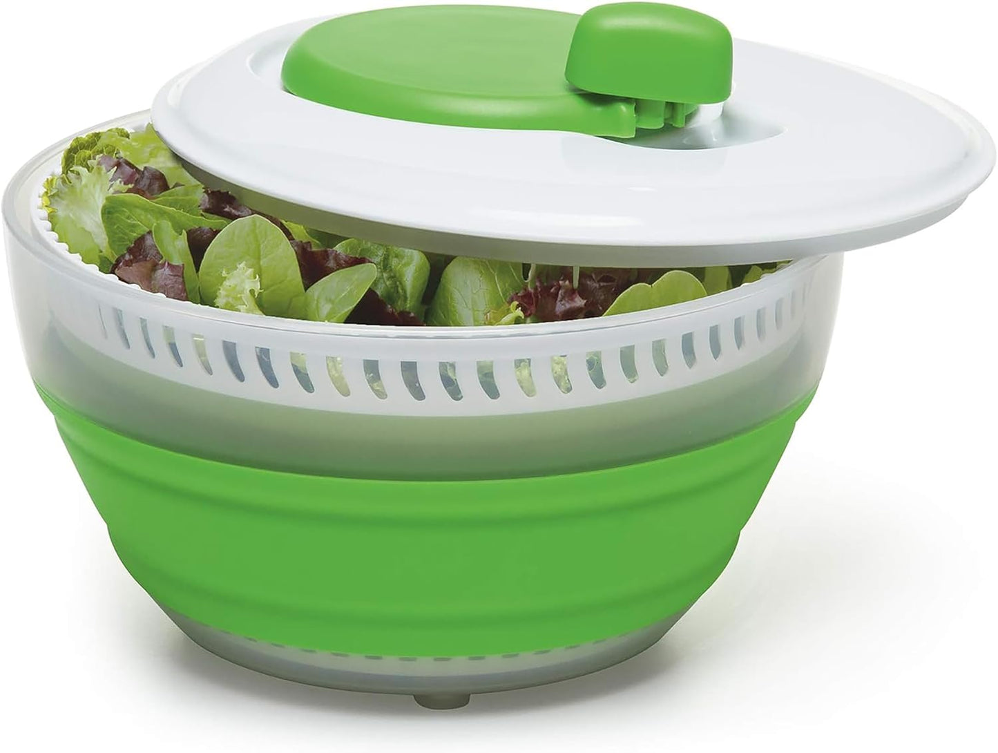 PrepWorks 4 Qt Collapsible Salad Spinner – Space-Saving, BPA-Free, Easy-to-Use for Quick Salad Washing & Drying, Dishwasher Safe