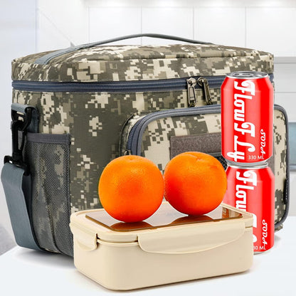 FlowFly Lunch Bag, Insulated Cooler, Thermal Lunch Box Tote with MOLLE/PALS Webbing, Adjustable Padded Shoulder Strap, for Tactical Men Women Adults and Boys Girls Kids (Cyan, Medium)