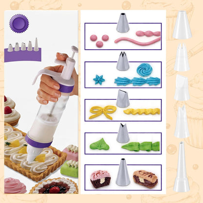 Cake Decorating Piping Kit with 7 Nozzles 3 Scrapers for Cupcake Appetizer