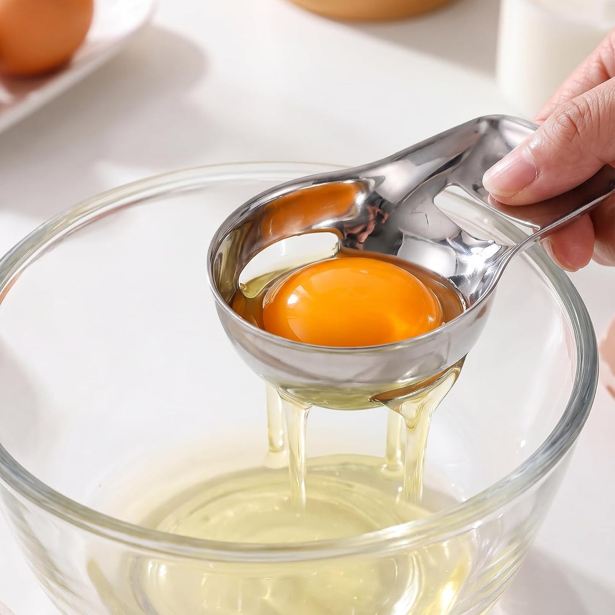 cobee Egg Yolk Separator,Stainless Steel Egg Separator for Raw Eggs