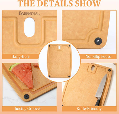 Cutting Boards for Kitchen Dishwasher Safe Eco-Friendly Composite Cutting Board Set of 2, Reversible Chopping Board with Handles & Juice Grooves, Small & Large Cutting Board for Countertop
