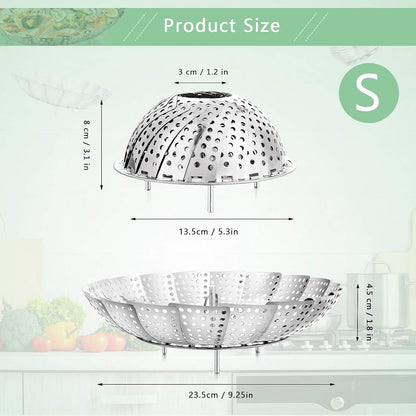 Stainless Steel Folding Vegetable Steamer Insert (fits pots 6" to 10")