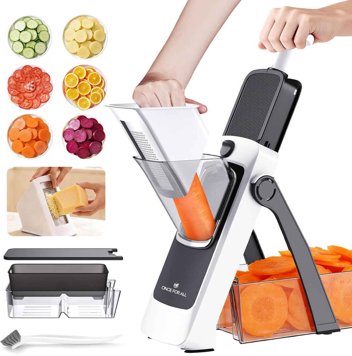 ONCE FOR ALL Safe Mandoline Slicer For Kitchen, Food Veggie Slicer, Gray