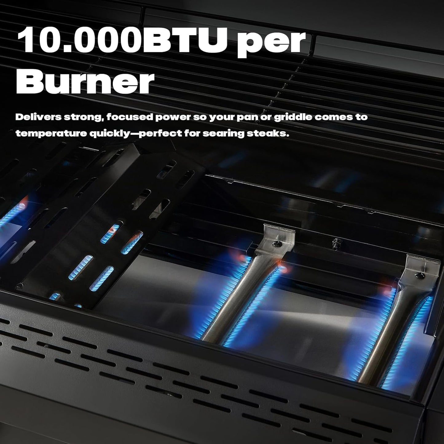 4 + 1 Burner Gas Grill Cast Iron Griddle Grill Combo, BBQ Propane Grills with Side Burner 50000BTU Heavy Duty Barbucue Grill With Cover, Black