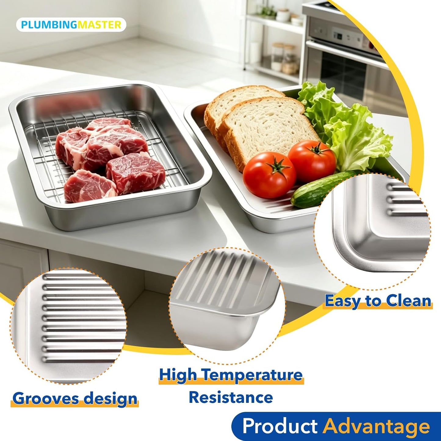 Grilling Gifts for Family: 5-in-1 Outdoor BBQ Food Prep Tray & Carry System, Meat Marinating Container with Lid, Cutting Board & Rack, Metal Cooked Meat Platter Serving Accessories