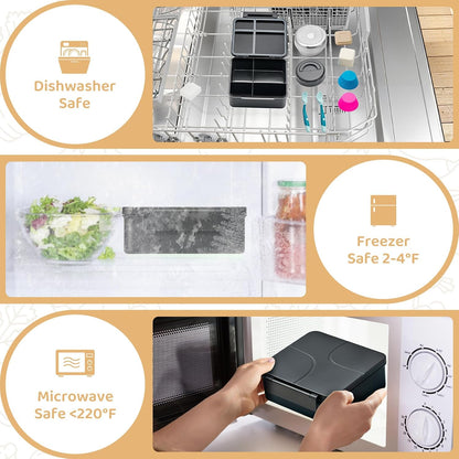 JSLOVE Bento Lunch Box with Leak Proof Thermos Food Jar for Kids, Food Lunch Containers for Boys with 4 Compartments, BPA-Free with Utensils, Food Picks, Sauce Jar & Silicone Lunch Box Dividers
