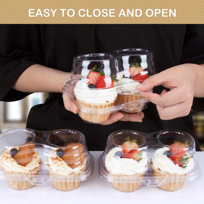 Cupcake Boxes Individual Cupcake Containers, 50 Packs Regular Single Cupcake Holder High Topping for Muffins, Thicker Stackable Plastic Cupcake Carrier for Party (50 pack)
