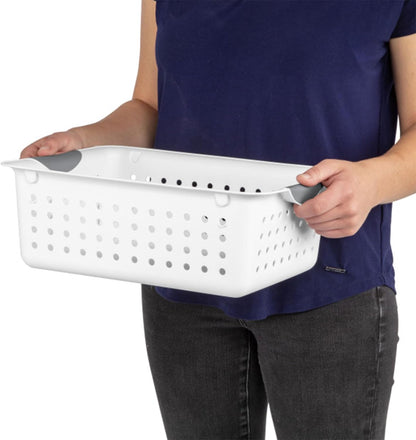 Sterilite 6-Pack Medium Ultra Basket, Open Top Plastic Storage Organizer, White - Classic Baskets for Organizing Countertops, Pantry Shelves, Kitchen Cabinets, Laundry Rooms or Home Offices