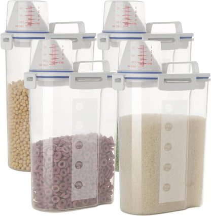 20Lbs 2 Pack Food Storage Container with Scoop, Airtight Rice Storage Bins Flour Containers Pet Food Dispenser with Handle & Wheels, Plastic Kitchen Pantry Organization for Cereal Baking Supplies