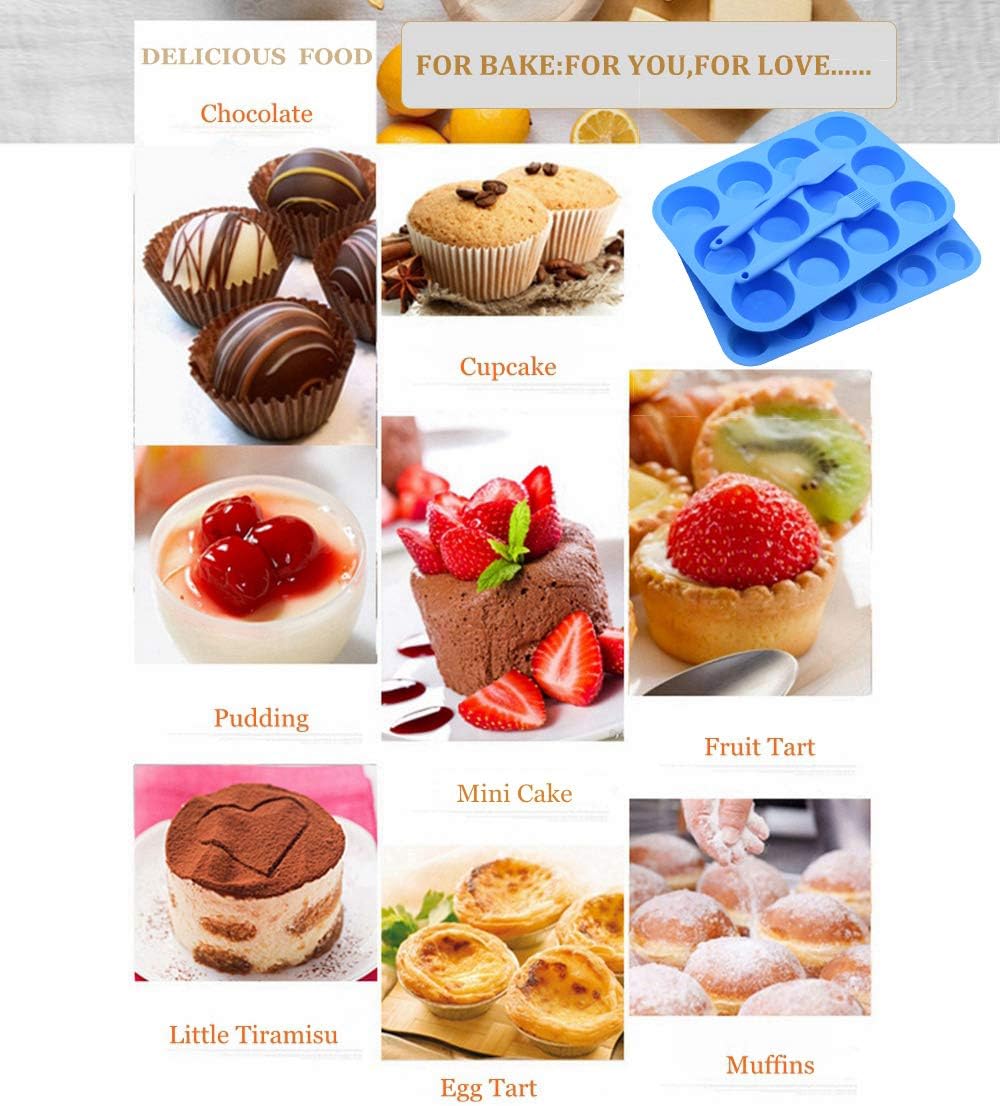 2Pack Silicone Muffin Pans with Metal Reinforced Frame,12 Cup Regular Size Silicone Cupcake Pan,Muffin Tin,Nonstick Cupcake Baking Molds for Muffins,Cupcakes,Egg Bites,BPA Free (2Pack Red)