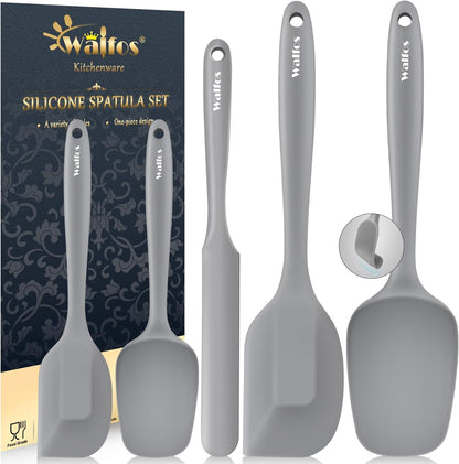 Walfos 600°F High Heat Resistant Silicone Spatula Set of 5- Food Grade Rubber Spatula Set for Baking Cooking & Mixing - BPA Free, Non Stick and Dishwasher Safe,black