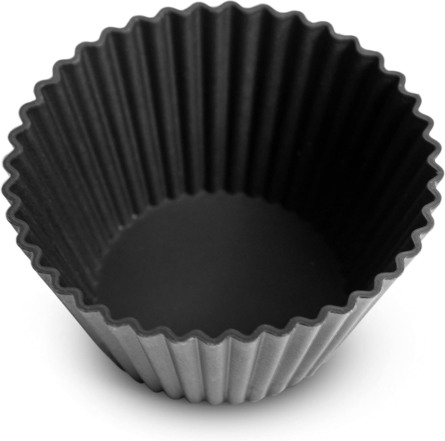 Premium Reusable Silicone Muffin Liners - 12 BPA Free Silicone Cupcake Molds for Baking - LFGB/FDA - (Standard, Black)