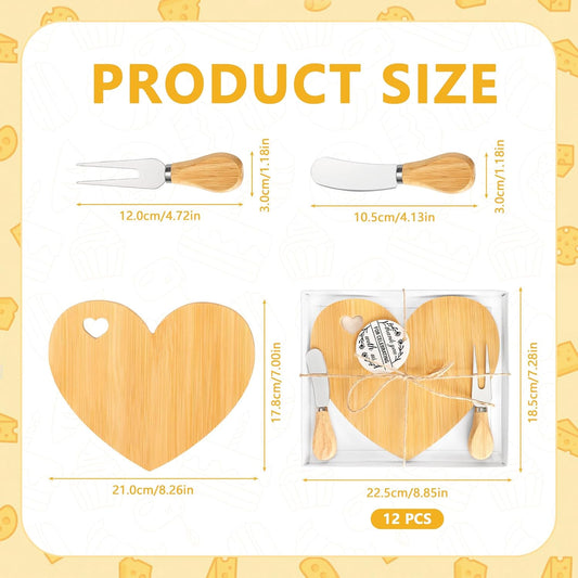 6 Sets Bridal Baby Shower Prizes for Game Winners Bamboo Square Mini Charcuterie Cheese Boards Butter Spreaders Forks with Thank You Tags Gift Box for Guests Wedding Birthday Party Favors