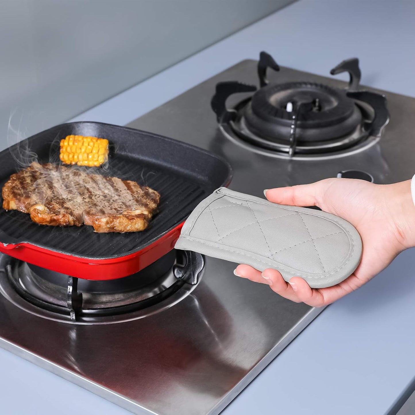 Cast Iron Skillet Handle Covers,Pot Handle Covers Heat Resistant,Pot Holders for Kitchen Heat Resistant,Machine Washable Handle Mitts 2 PCS(Striped)