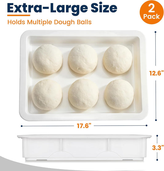 BIEAMA Pizza Dough Proofing Box with Lids, 18" x 13" Stackable