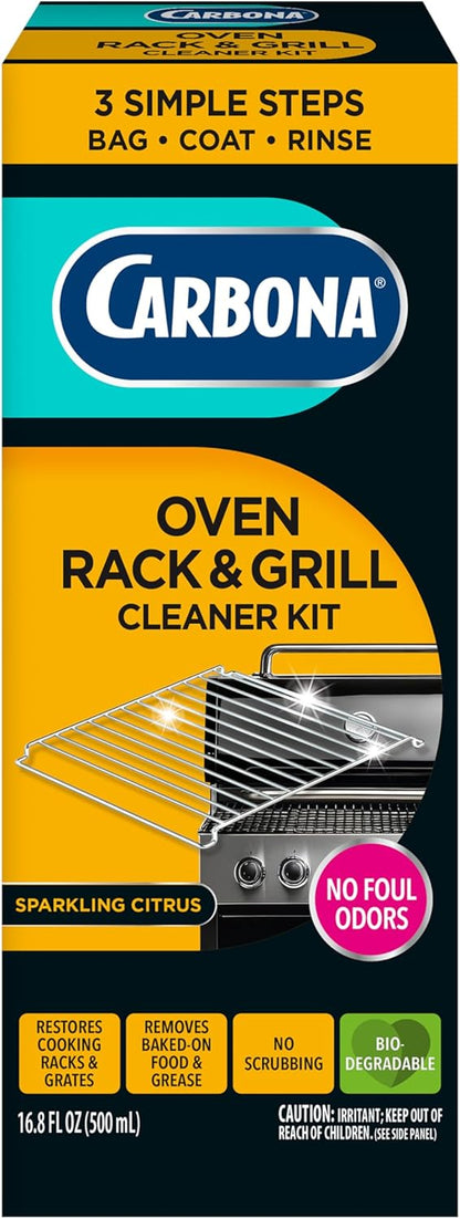 Carbona Oven Rack & Grill Cleaner | Eliminates Thick Grease & Build-Up | Griddle & BBQ Cleaning Solution | 16.8 Fl Oz, 2 Pack