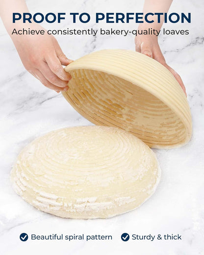 Banneton Proofing Basket Set, Sourdough Bread Baking Supplies (Plastic)