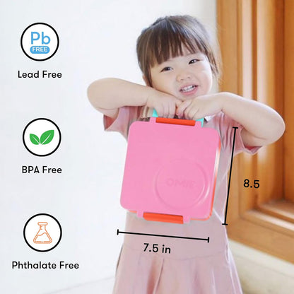 OmieBox Bento Box for Kids - Insulated Bento Lunch Box with Leak Proof Vacuum Insulated Food Jar - 3 Compartments, Two Temperature Zones (Blue Sky)