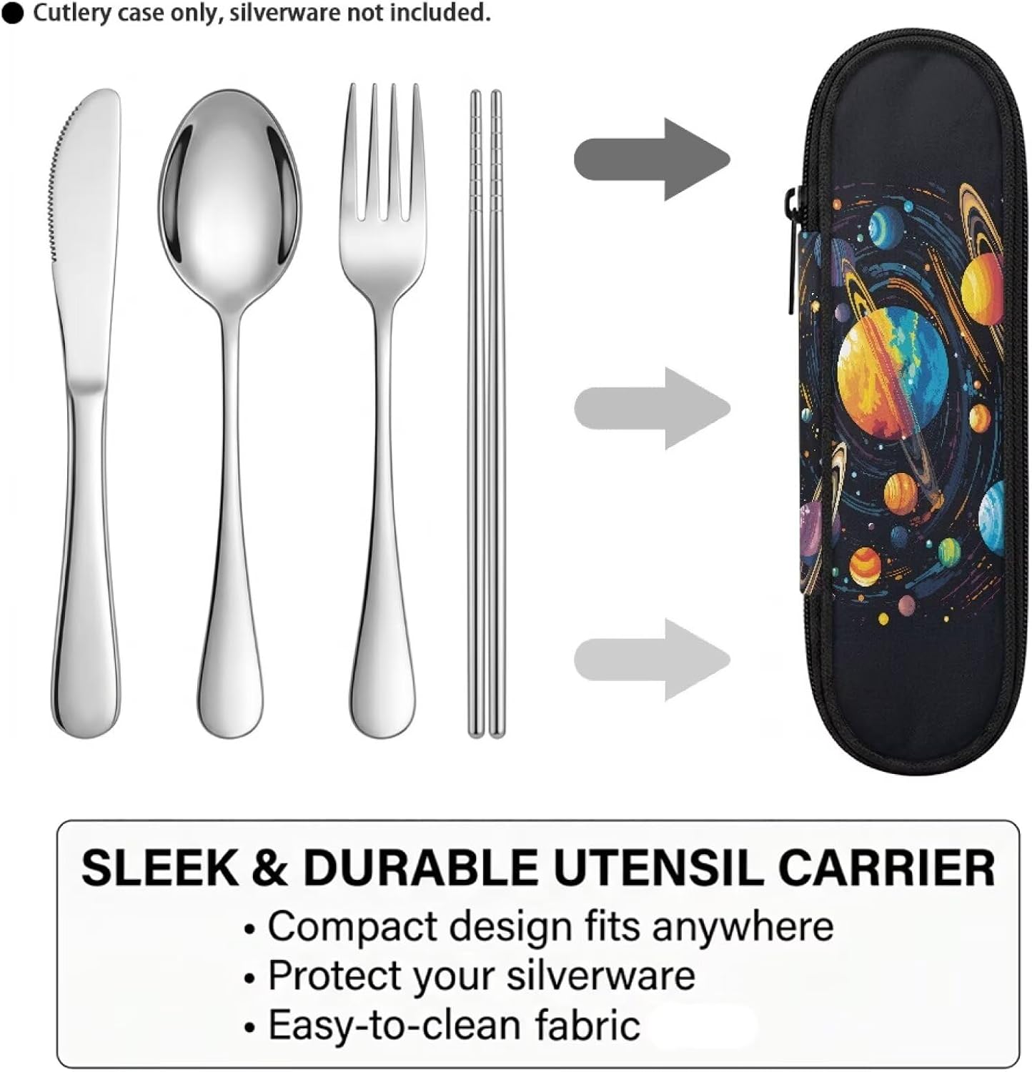 Travel Cutlery Set with Case for Kids Portable Utensil Case Reusable Silverware Pouch for School Travel Lunch Capybara Flower
