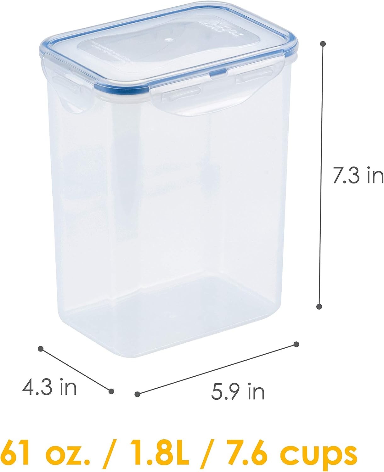 Lock & Lock Easy Essentials Food Storage Bin Set for Pasta, Flour, Sugar/Airtight Container Lids/BPA-Free/Dishwasher Safe, 8 Piece - Clear