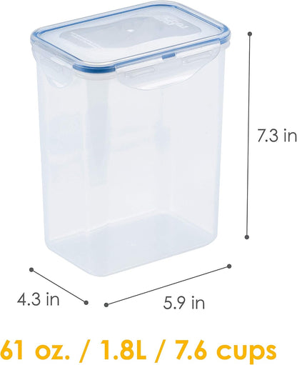 Lock & Lock Easy Essentials Food Storage Bin Set for Pasta, Flour, Sugar/Airtight Container Lids/BPA-Free/Dishwasher Safe, 8 Piece - Clear