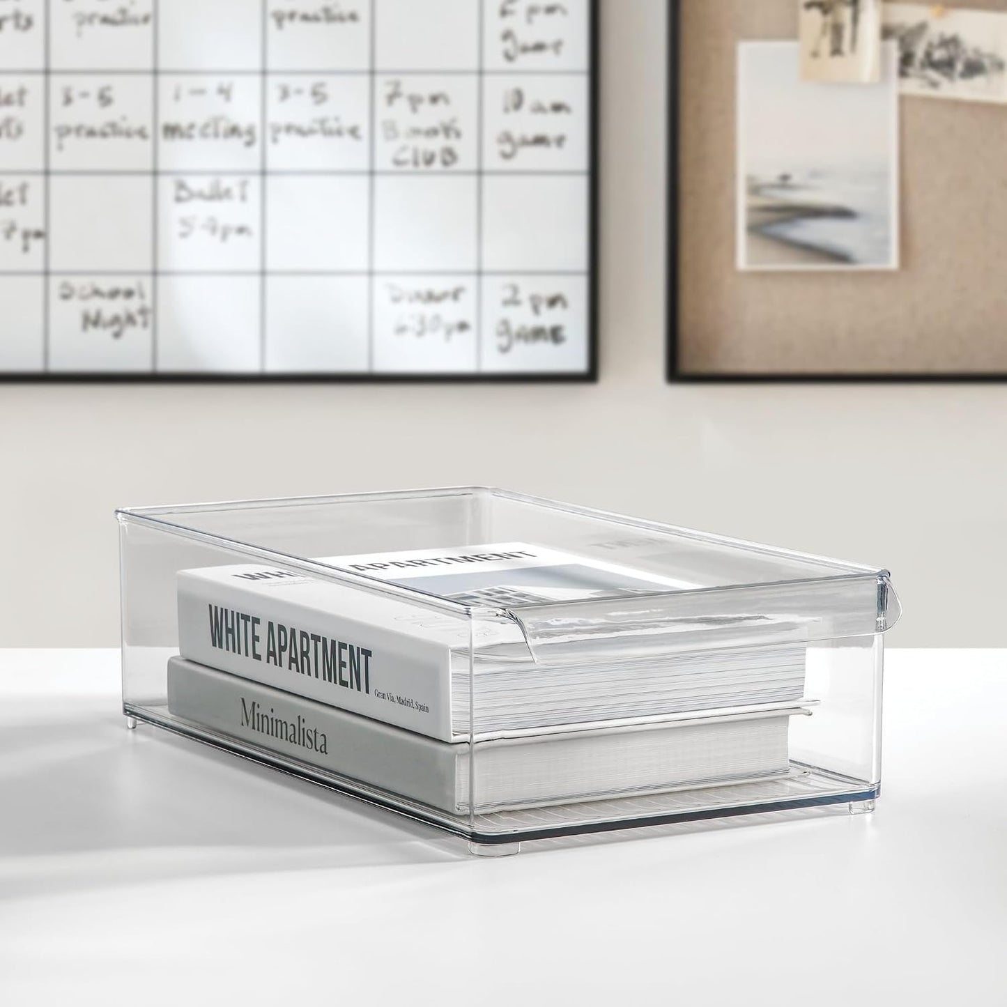 iDesign Large Stackable Fridge or Freezer Bin with Front Handle - Set of 6 - Clear - Made in USA