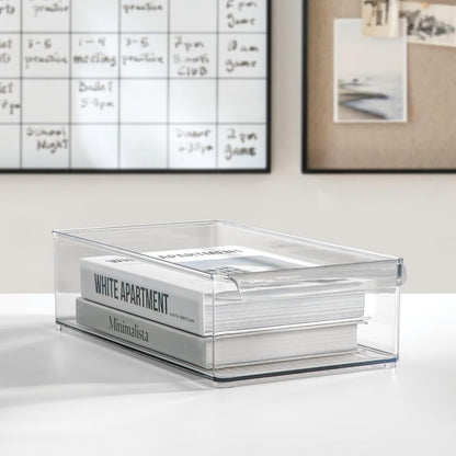 iDesign Large Stackable Fridge or Freezer Bin with Front Handle - Set of 6 - Clear - Made in USA