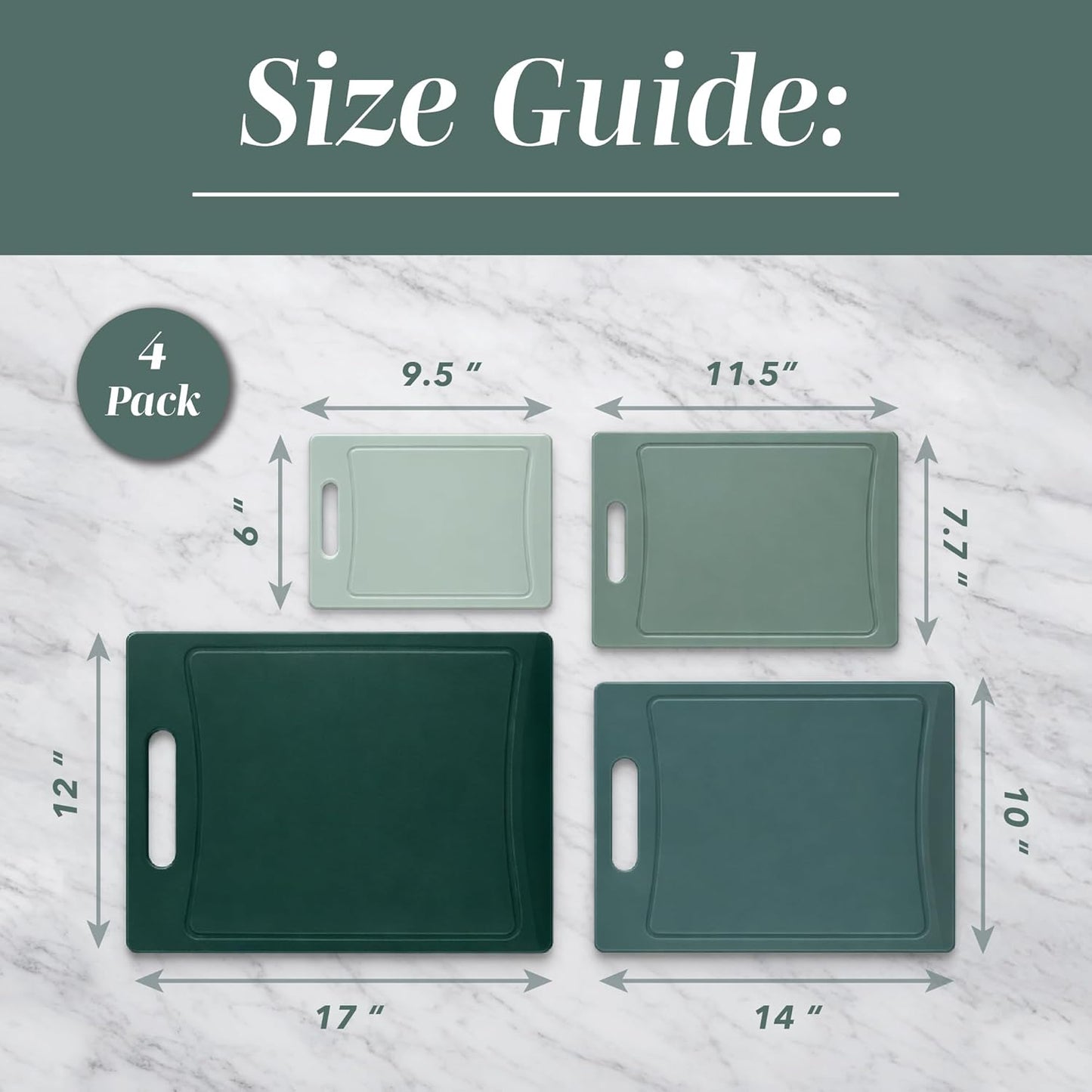 COOK WITH COLOR Non-Slip Cutting Board Set – Kitchen Essentials with Easy Grip Handle for Meat, Veggies, and Fruits, 3 Cutting Boards, Speckled White