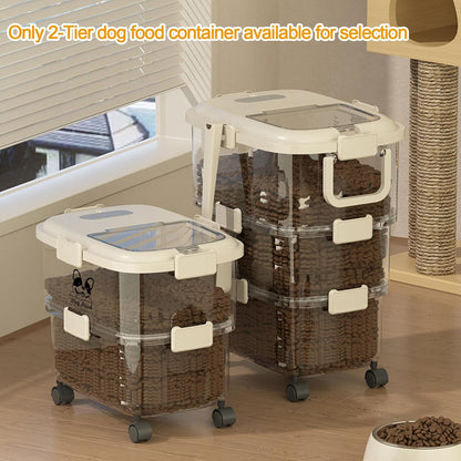 Rolling Dog Food Storage Container 20lb,Airtight Pet Food Container,Plastic Dog Food Bin with Pet Food Scoop,Dry Dog Cat Food Storage,Height Adjustable
