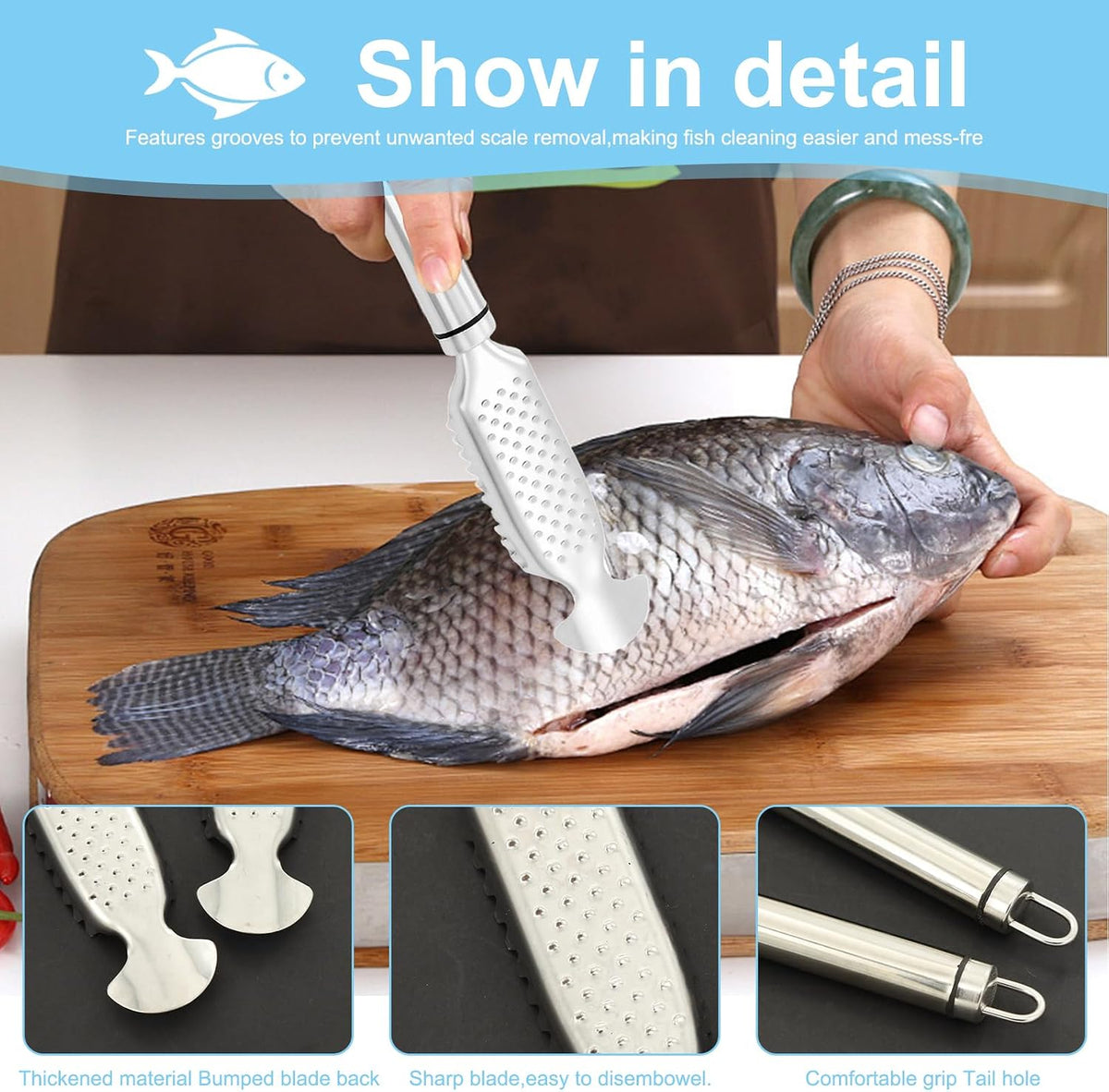 Fish Scaler Remover, Fish Scale Cleaning Kit, Portable Stainless Steel Fish Descaler Tool, Easy Clean, Applicable To Restaurants, Kitchens And Markets